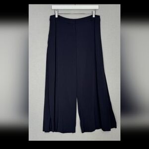 L.K. Bennett Dress Pants Womens 8 Sloane Blue Culottes Wide Leg Cropped Pleated